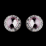 Silver Pink Rhinestone Rondelle Pierced Stud Earrings 4712 Silver Pink Rhinestone Rondelle Pierced Stud Earrings 4712