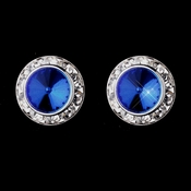Silver Sapphire Rhinestone Rondelle Clipped Stud Earrings 4712 Silver Sapphire Rhinestone Rondelle Clipped Stud Earrings 4712