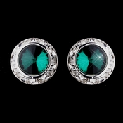 Silver Teal Rhinestone Rondelle Clipped Stud Earrings 4712 Silver Teal Rhinestone Rondelle Clipped Stud Earrings 4712