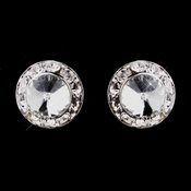Silver Clear Rhinestone Clipped Stud Button Earrings 4722 Silver Clear Rhinestone Clipped Stud Button Earrings 4722