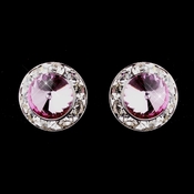 Silver Pink Rhinestone Pierced Stud Button Earrings 4722 Silver Pink Rhinestone Pierced Stud Button Earrings 4722