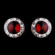 Silver Ruby Rhinestone Clipped Stud Button Earrings 4722 Silver Ruby Rhinestone Clipped Stud Button Earrings 4722