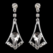Silver Smoked & Clear Teardrop Dangle Earrings 5103 Silver Smoked & Clear Teardrop Dangle Earrings 5103