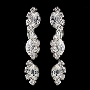 Silver Clear Alternating Marquise Rhinestone Dangle Clipped Earrings 6122 Silver Clear Alternating Marquise Rhinestone Dangle Clipped Earrings 6122