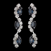 Silver Navy Alternating Marquise Rhinestone Dangle Earrings 6122 Silver Navy Alternating Marquise Rhinestone Dangle Earrings 6122