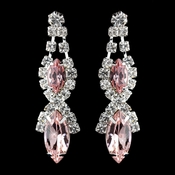 Silver Pink Marquise Rhinestone Drop Earrings 8361 Silver Pink Marquise Rhinestone Drop Earrings 8361