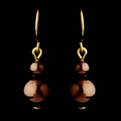 Gold Brown Glass Pearl Drop Earrings 8601 Gold Brown Glass Pearl Drop Earrings 8601