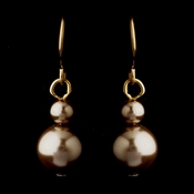 Gold Light Brown Glass Pearl Drop Earrings 8601 Gold Light Brown Glass Pearl Drop Earrings 8601