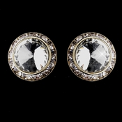 Gold Clear Round Rhinestone Rondelle Stud Pierced Earrings 9932 Gold Clear Round Rhinestone Rondelle Stud Pierced Earrings 9932