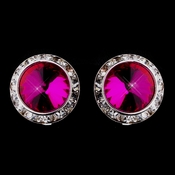 Silver Fuchsia Round Rhinestone Rondelle Stud Clipped Earrings 9932 Silver Fuchsia Round Rhinestone Rondelle Stud Clipped Earrings 9932