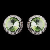 Silver Peridot Round Rhinestone Rondelle Stud Clipped Earrings 9932 Silver Peridot Round Rhinestone Rondelle Stud Clipped Earrings 9932