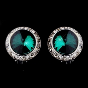 Silver Teal Round Rhinestone Rondelle Stud Pierced Earrings 9932 Silver Teal Round Rhinestone Rondelle Stud Pierced Earrings 9932