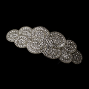 Antique Silver Rhodium Clear Rhinestone Swirl Hair Barrette 1123 Antique Silver Rhodium Clear Rhinestone Swirl Hair Barrette 1123