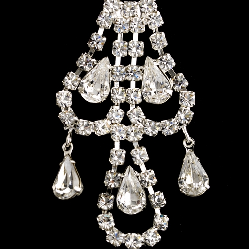 Silver Clear Teardrop Rhinestone Chandelier Earrings 0106 Silver Clear Teardrop Rhinestone Chandelier Earrings 0106