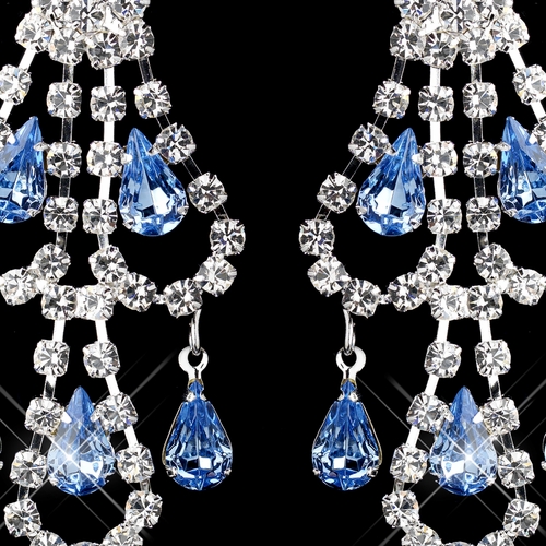 Silver Light Blue & Clear Teardrop Rhinestone Chandelier Earrings 0106 Silver Light Blue & Clear Teardrop Rhinestone Chandelier Earrings 0106