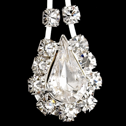 Silver Clear Teardrop Pierced Earrings 0201 Silver Clear Teardrop Pierced Earrings 0201