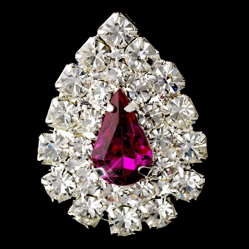 Silver Fuchsia & Clear Teardrop Rhinestone Stud Earrings 1002 Silver Fuchsia & Clear Teardrop Rhinestone Stud Earrings 1002