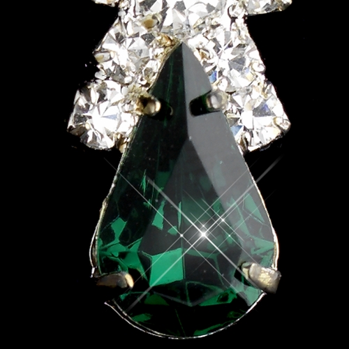Silver Emerald & Clear Round & Teardrop Earrings 1031 Silver Emerald & Clear Round & Teardrop Earrings 1031