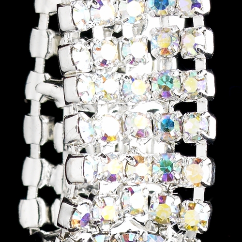 5-Row Convex Silver AB Rhinestone Hoop Earrings 1168 5-Row Convex Silver AB Rhinestone Hoop Earrings 1168
