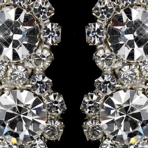Silver Clear Round Rhinestone Pierced Earrings 2221 Silver Clear Round Rhinestone Pierced Earrings 2221