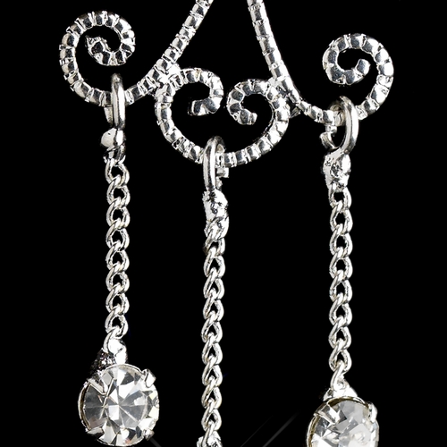Silver Clear Rhinestone Chandelier Dangle Earrings 3973 Silver Clear Rhinestone Chandelier Dangle Earrings 3973