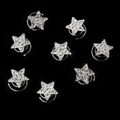 * 24 Silver Clear Rhinestone Star Twist-Ins 0263 * 24 Silver Clear Rhinestone Star Twist-Ins 0263