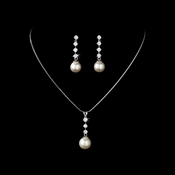 Pearl and Cubic Zirconia Drop Jewelry Set NE-3626 Pearl and Cubic Zirconia Drop Jewelry Set NE-3626