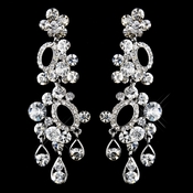 Antique Silver Clear Rhinestone Earrings 23211 Antique Silver Clear Rhinestone Earrings 23211