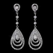 Antique Silver Clear CZ Crystal Drop Earrings 8977 Antique Silver Clear CZ Crystal Drop Earrings 8977
