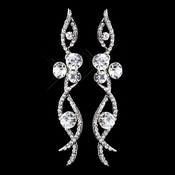 Antique Silver Clear Rhinestone Dangle Earrings 8942 Antique Silver Clear Rhinestone Dangle Earrings 8942