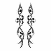 Antique Silver Hematite Smoked Rhinestone Dangle Earrings 8942 Antique Silver Hematite Smoked Rhinestone Dangle Earrings 8942