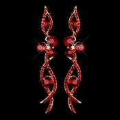 Gold Red Rhinestone Dangle Earrings 8942 Gold Red Rhinestone Dangle Earrings 8942