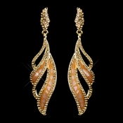 Gold Orange Rhinestone Dangle Earrings 8941 Gold Orange Rhinestone Dangle Earrings 8941