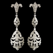Antique Rhodium Silver Clear CZ Crystal Drop Earrings 5508 Antique Rhodium Silver Clear CZ Crystal Drop Earrings 5508