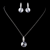 Antique Rhodium Silver Crystal & CZ Crystal Pendent Necklace & Earrings Set 9969 Antique Rhodium Silver Crystal & CZ Crystal Pendent Necklace & Earrings Set 9969