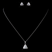 Solid 925 Sterling Silver CZ Crystal Triangle Pendent Drop Necklace & Earrings Jewelry Set 9979 Solid 925 Sterling Silver CZ Crystal Triangle Pendent Drop Necklace & Earrings Jewelry Set 9979