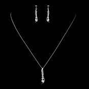 Solid 925 Sterling Silver Clear CZ Crystal Pendent Drop Necklace & Earrings Jewelry Set 9983 Solid 925 Sterling Silver Clear CZ Crystal Pendent Drop Necklace & Earrings Jewelry Set 9983