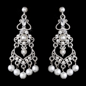 Elegant White Pearl & Crystal Chandelier Earrings E 958 Elegant White Pearl & Crystal Chandelier Earrings E 958