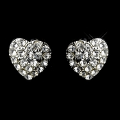 Silver Clear Rhinestones Heart Earrings 675 Silver Clear Rhinestones Heart Earrings 675