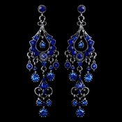 Antique Silver Royal Blue Rhinestone Chandelier Earrings 1028 Antique Silver Royal Blue Rhinestone Chandelier Earrings 1028