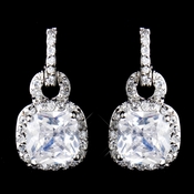 Antique Rhodium Silver Clear CZ Crystal Pave Princess Square Drop Earrings 8580 Antique Rhodium Silver Clear CZ Crystal Pave Princess Square Drop Earrings 8580