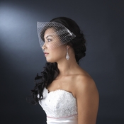 Fine Single Layer Birdcage Face Veil with Side Comb in White or Ivory 1893 Fine Single Layer Birdcage Face Veil with Side Comb in White or Ivory 1893