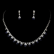 Silver Navy Rhinestone Necklace & Earrings Jewelry Set 3108 Silver Navy Rhinestone Necklace & Earrings Jewelry Set 3108