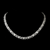 Antique Silver Rhodium Clear Floral CZ Stone Necklace 8104***Discontinued*** Antique Silver Rhodium Clear Floral CZ Stone Necklace 8104***Discontinued***