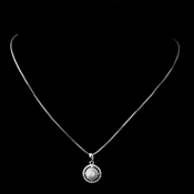 Antique Silver White Pearl & CZ Crystal Necklace 8902 Antique Silver White Pearl & CZ Crystal Necklace 8902