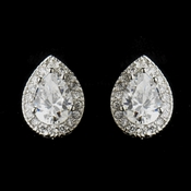 Antique Silver Clear CZ Crystal Post Tear Drop Bridal Earrings 8747 Antique Silver Clear CZ Crystal Post Tear Drop Bridal Earrings 8747
