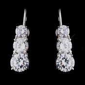 Antique Silver Clear CZ Leverback 3 Stone Earrings 5293 Antique Silver Clear CZ Leverback 3 Stone Earrings 5293