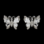 Antique Silver Clear CZ Crystal Butterfly Stud Bridal Earrings 9256 Antique Silver Clear CZ Crystal Butterfly Stud Bridal Earrings 9256