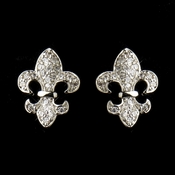 Silver Clear CZ Crystal Fleur De Lis Stud Bridal Earrings 9249 Silver Clear CZ Crystal Fleur De Lis Stud Bridal Earrings 9249