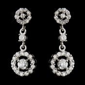 Antique Silver Clear Round CZ Crystal Bridal Dangle Bridal Earrings 8674 Antique Silver Clear Round CZ Crystal Bridal Dangle Bridal Earrings 8674